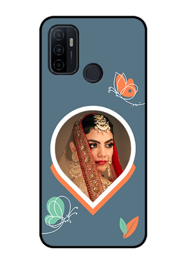 Oppo A53 Custom Glass Mobile Case - Droplet Butterflies Design