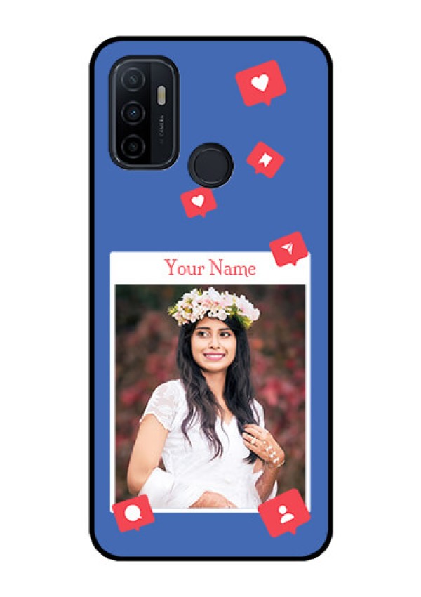 Oppo A53 Custom Glass Phone Case - Like Share And Comment Design