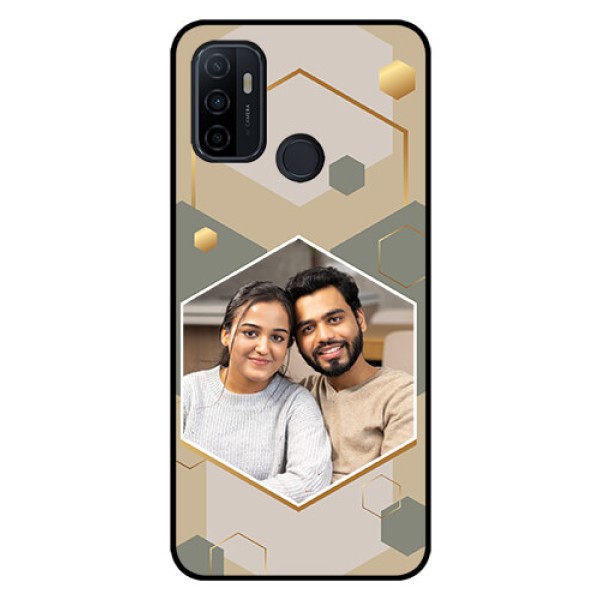 Oppo A53 Photo Printing on Glass Case - Stylish Hexagon Pattern Design Oppo A53 Photo Printing on Glass Case - Stylish Hexagon Pattern Design