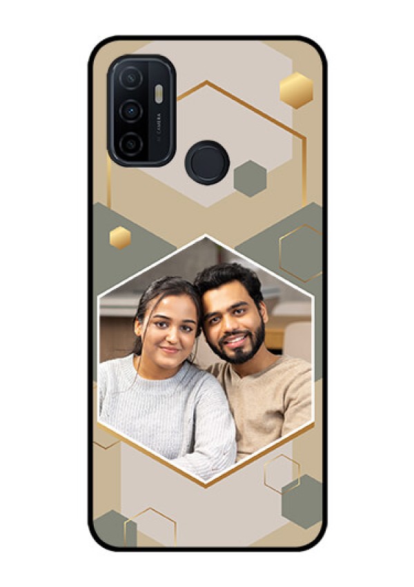Oppo A53 Photo Printing on Glass Case - Stylish Hexagon Pattern Design