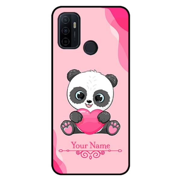 Oppo A53 Custom Glass Mobile Case - Cute Panda Design