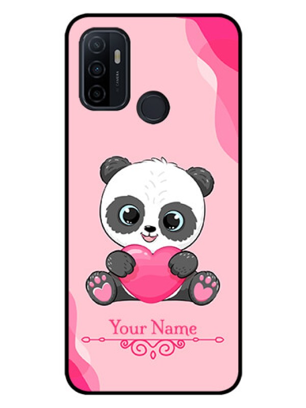 Custom Oppo A53 Custom Glass Mobile Case - Cute Panda Design