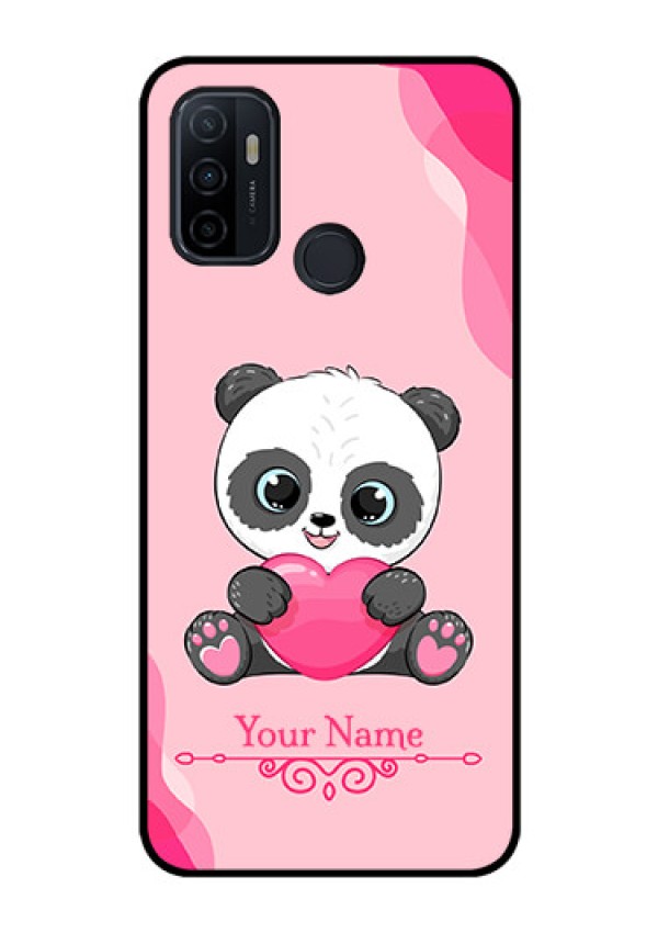 Oppo A53 Custom Glass Mobile Case - Cute Panda Design