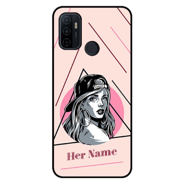 Oppo A53 Personalized Glass Phone Case - Rockstar Girl Design