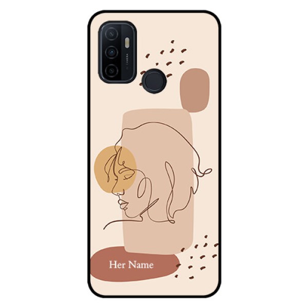 Oppo A53 Photo Printing on Glass Case - Calm Woman line art Design Oppo A53 Photo Printing on Glass Case - Calm Woman line art Design