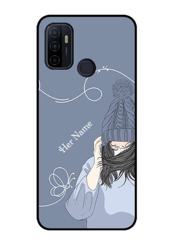 Oppo A53 Custom Glass Mobile Case - Girl in winter outfit Design