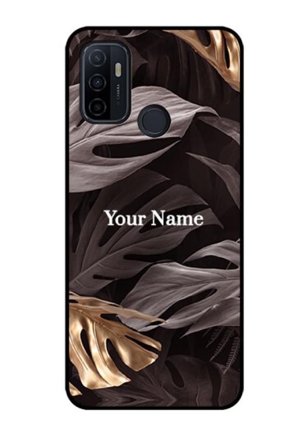 Oppo A53 Personalised Glass Phone Case - Wild Leaves digital paint Design