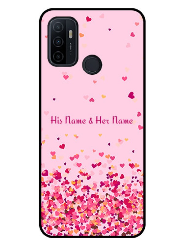 Custom Oppo A53 Photo Printing on Glass Case - Floating Hearts Design