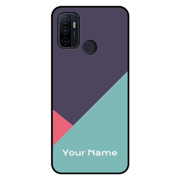 Oppo A53 Custom Glass Mobile Case - Tri Color abstract Design Oppo A53 Custom Glass Mobile Case - Tri Color abstract Design