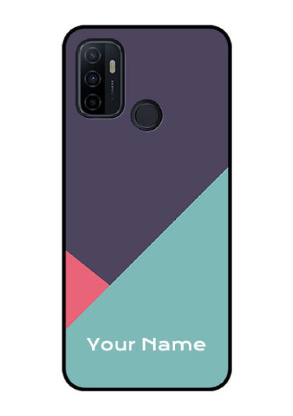 Oppo A53 Custom Glass Mobile Case - Tri Color abstract Design