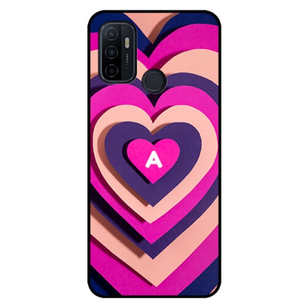 Oppo A53 Custom Glass Mobile Case - Cute Heart Pattern Design