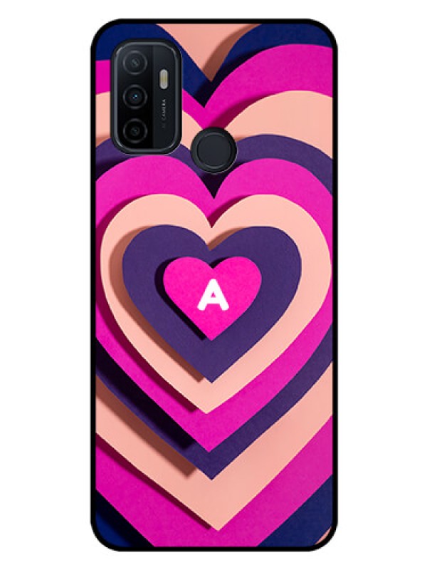 Custom Oppo A53 Custom Glass Mobile Case - Cute Heart Pattern Design