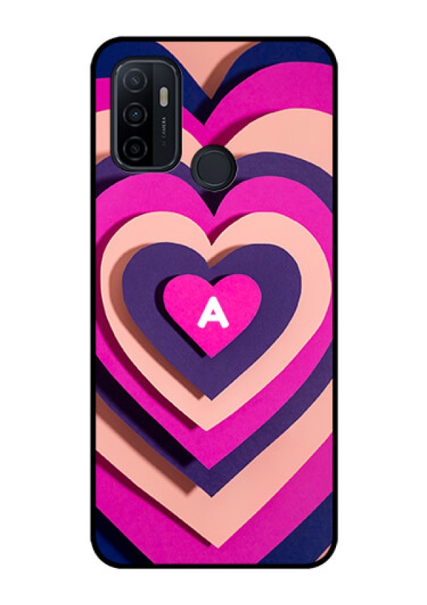 Oppo A53 Custom Glass Mobile Case - Cute Heart Pattern Design