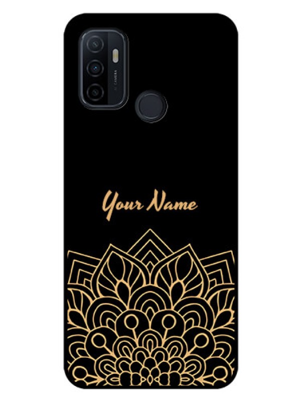 Custom Oppo A53 Custom Glass Phone Case - Golden mandala Design