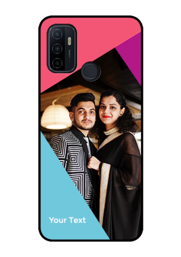 Oppo A53 Custom Glass Mobile Case - Stacked Triple colour Design