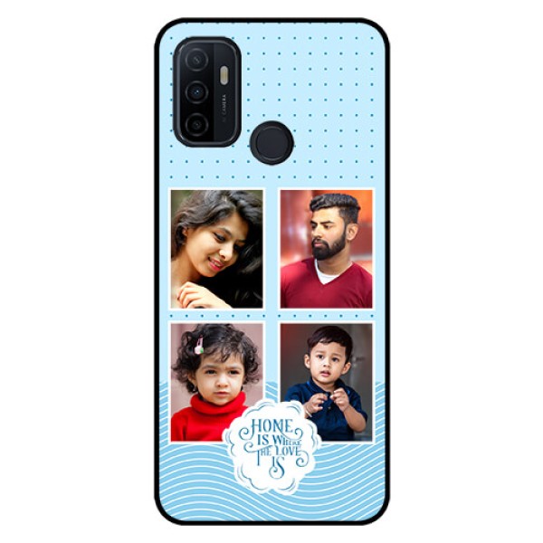 Oppo A53 Custom Glass Phone Case - Cute love quote with 4 pic upload Design