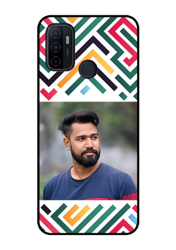 Oppo A53 Personalized Glass Phone Case - Colorful Maze Pattern Design