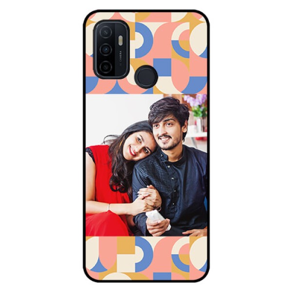 Oppo A53 Photo Printing on Glass Case - Semi-circle Maze Pattern Design