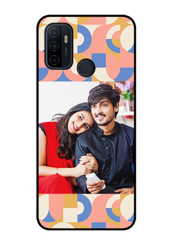 Oppo A53 Photo Printing on Glass Case - Semi-circle Maze Pattern Design
