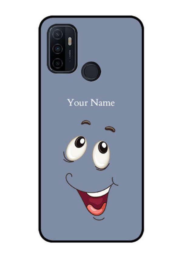 Oppo A53 Photo Printing on Glass Case - Laughing Cartoon Face Design
