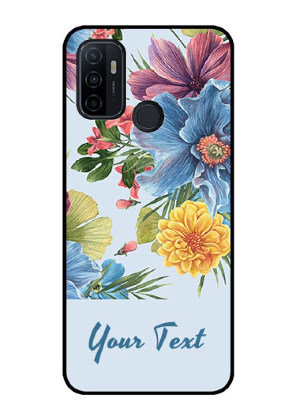 Oppo A53 Custom Glass Mobile Case - Stunning Watercolored Flowers Painting Design