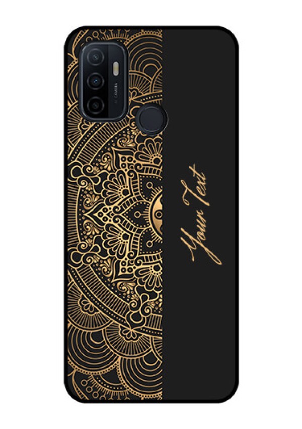Oppo A53 Photo Printing on Glass Case - Mandala art with custom text Design