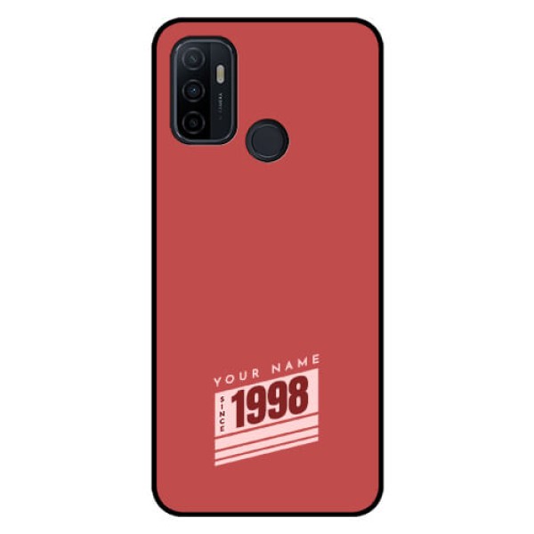 Oppo A53 Custom Glass Phone Case - Red custom year of birth Design Oppo A53 Custom Glass Phone Case - Red custom year of birth Design