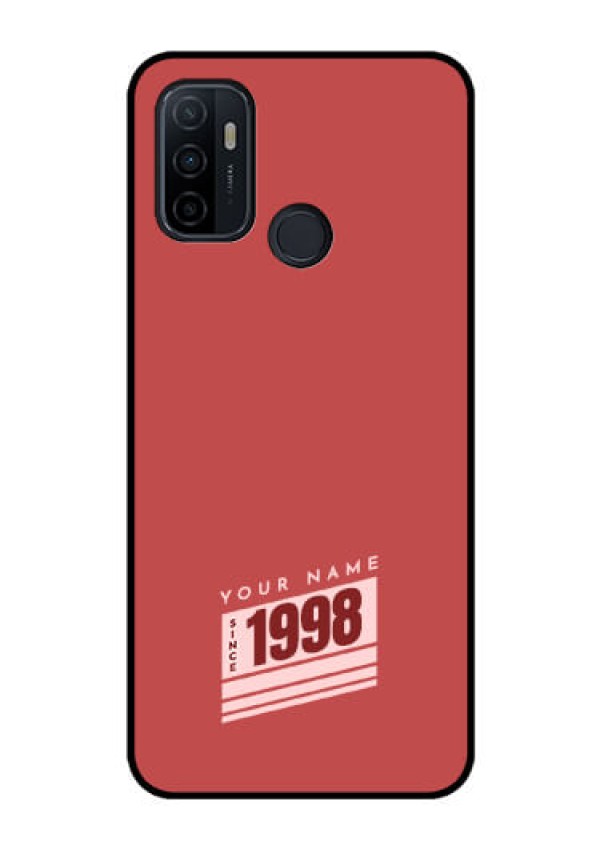 Oppo A53 Custom Glass Phone Case - Red custom year of birth Design