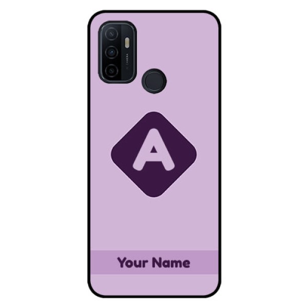 Oppo A53 Custom Glass Mobile Case - Custom Letter in curved badge Design