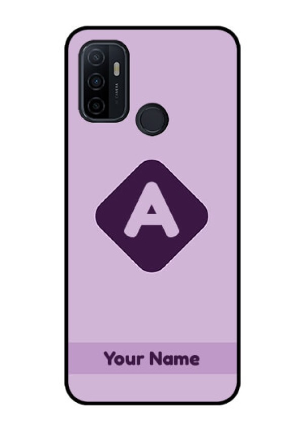 Oppo A53 Custom Glass Mobile Case - Custom Letter in curved badge Design