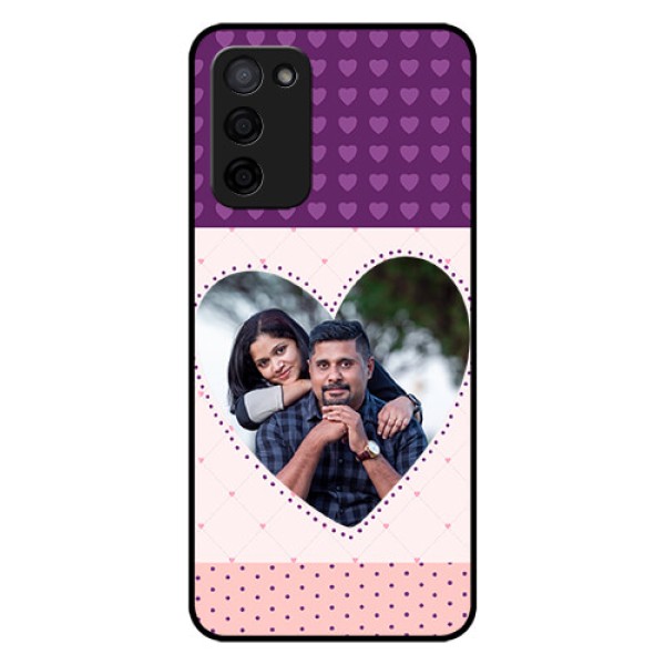 Oppo A53s 5G Custom Glass Phone Case - Violet Love Dots Design