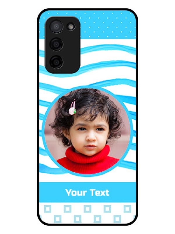 Custom Oppo A53s 5G Custom Glass Phone Case - Simple Blue Case Design