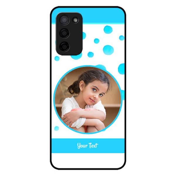 Oppo A53s 5G Photo Printing on Glass Case - Blue Bubbles Pattern Design