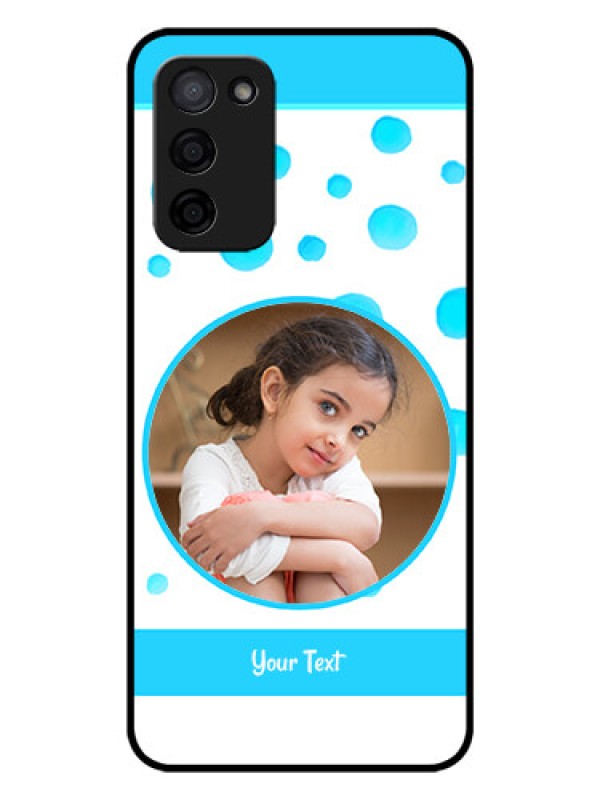 Custom Oppo A53s 5G Photo Printing on Glass Case - Blue Bubbles Pattern Design
