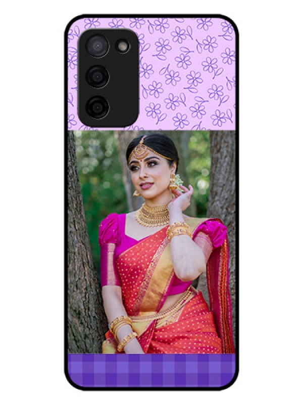 Custom Oppo A53s 5G Custom Glass Phone Case - Purple Floral Design