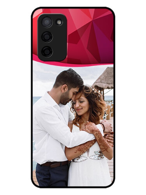 Custom Oppo A53s 5G Custom Glass Mobile Case - Red Abstract Design