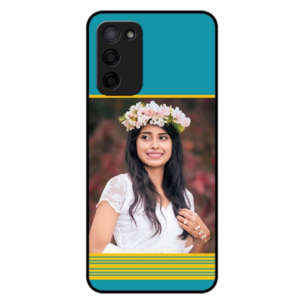 Oppo A53s 5G Custom Glass Phone Case - Yellow & Blue Design 