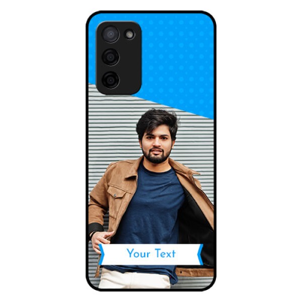Oppo A53s 5G Photo Printing on Glass Case - Simple Blue Color Design