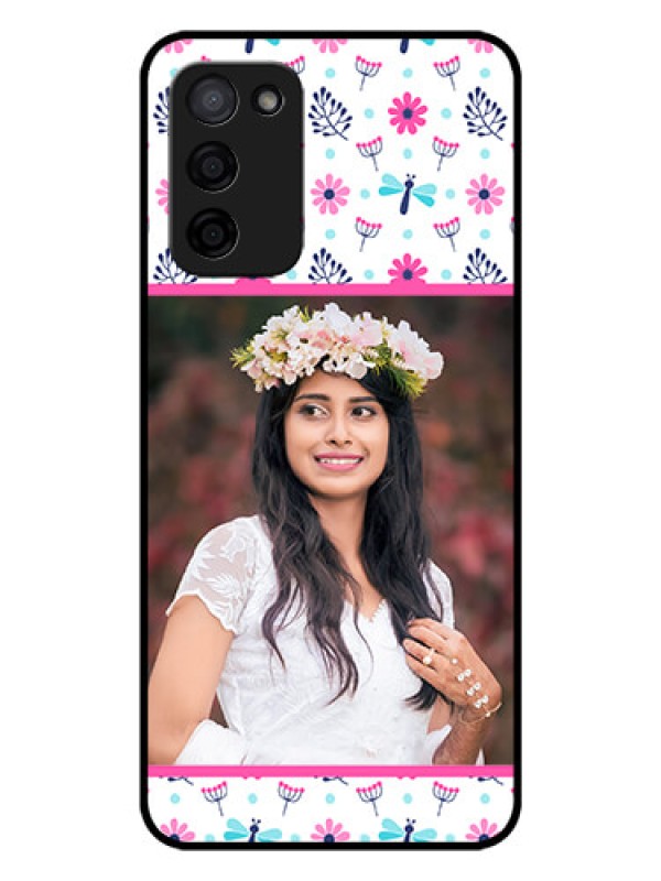 Custom Oppo A53s 5G Photo Printing on Glass Case - Colorful Flower Design