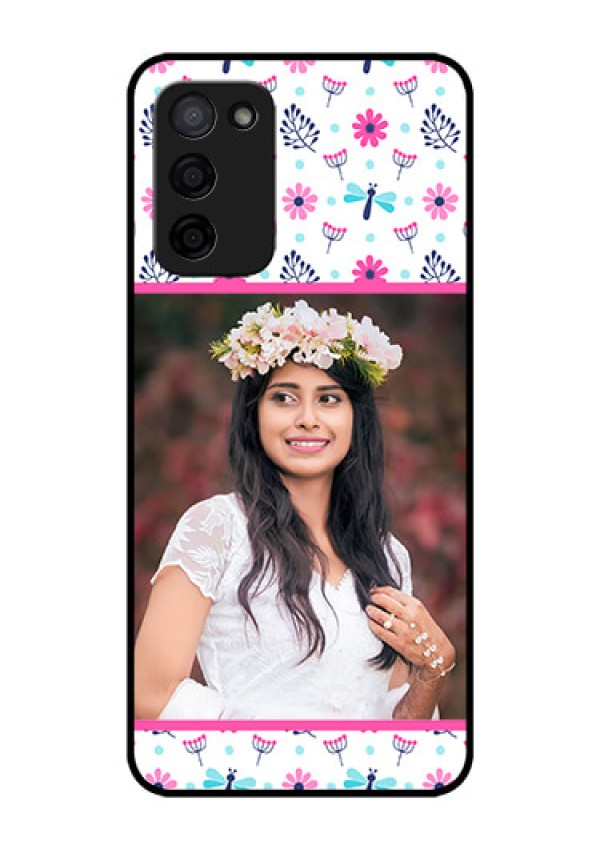 Oppo A53s 5G Photo Printing on Glass Case - Colorful Flower Design