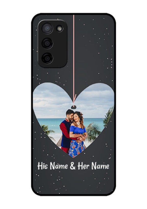 Oppo A53s 5G Custom Glass Phone Case - Hanging Heart Design