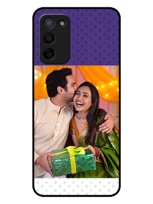 Custom Oppo A53s 5G Personalized Glass Phone Case - Violet Pattern Design