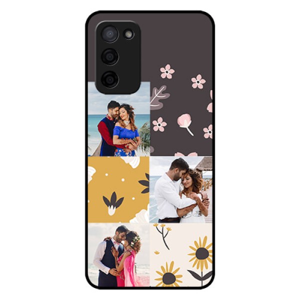 Oppo A53s 5G Photo Printing on Glass Case - 3 Images with Floral Design Oppo A53s 5G Photo Printing on Glass Case - 3 Images with Floral Design