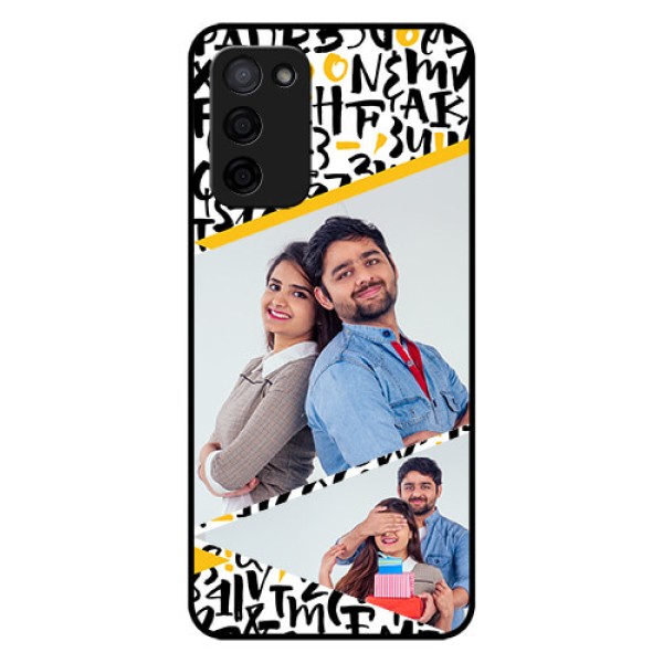 Oppo A53s 5G Custom Glass Mobile Case - Letters Pattern Design