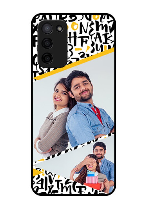 Oppo A53s 5G Custom Glass Mobile Case - Letters Pattern Design