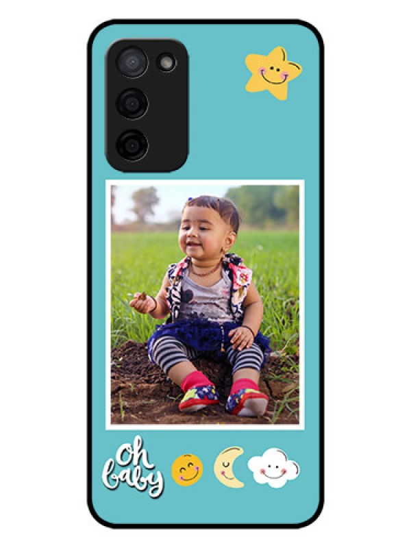 Custom Oppo A53s 5G Personalized Glass Phone Case - Smiley Kids Stars Design