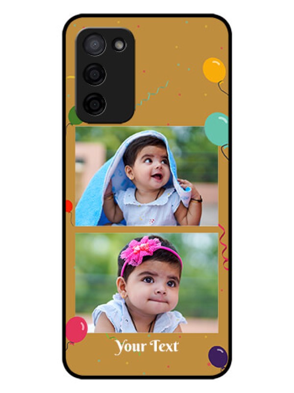 Custom Oppo A53s 5G Personalized Glass Phone Case - Image Holder with Birthday Celebrations Design