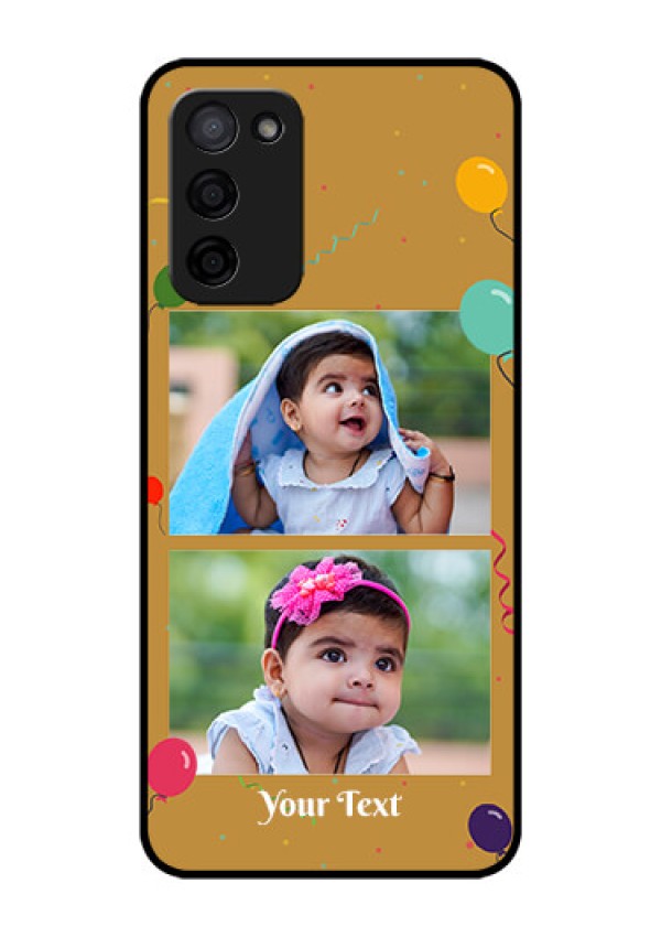 Oppo A53s 5G Personalized Glass Phone Case - Image Holder with Birthday Celebrations Design