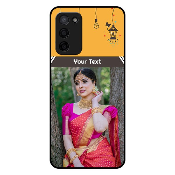Oppo A53s 5G Custom Glass Mobile Case - with Family Picture and Icons Oppo A53s 5G Custom Glass Mobile Case - with Family Picture and Icons