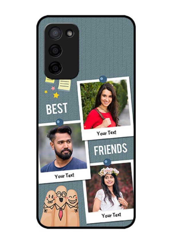 Oppo A53s 5G Personalized Glass Phone Case - Sticky Frames and Friendship Design
